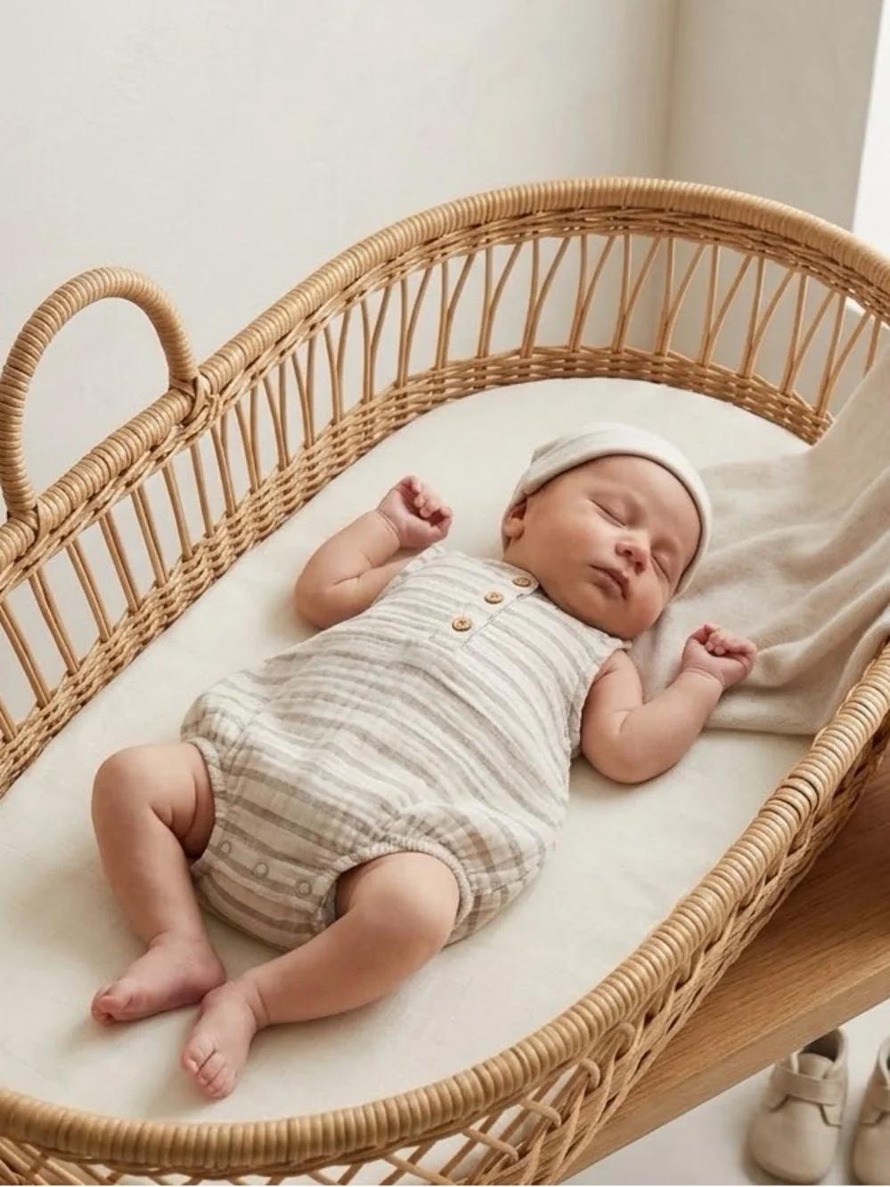 Cat & Jack Tan & Cream Stripe Gauze Sleeveless Bubble Romper